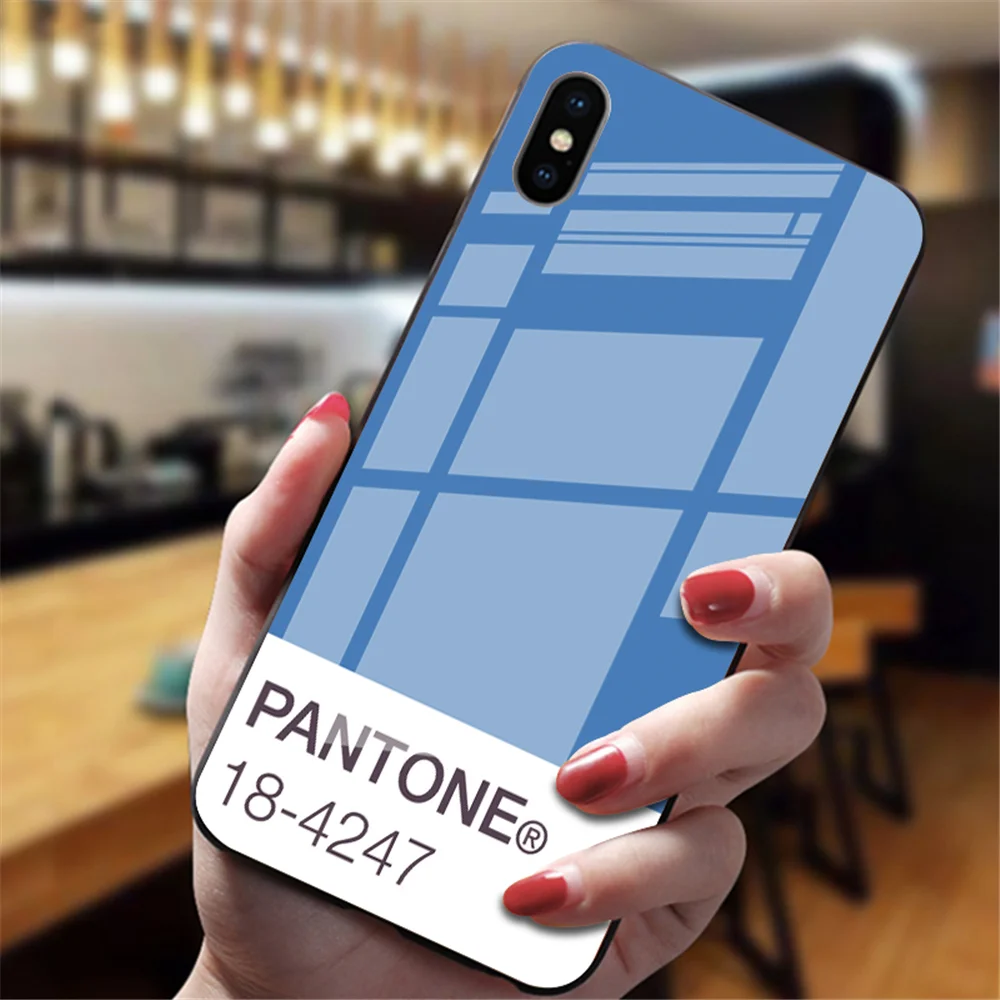 Роскошное популярное закаленное стекло чехол для телефона для iphone 6 6S 7 8 Plus 5 5S SE X XR XS MAX новейшая цветная карта Pantone - Цвет: 14