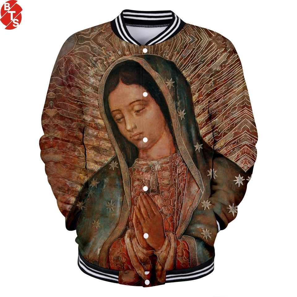 Бейсбольная куртка Our Lady of Guadalupe с 3D принтом для женщин и мужчин трендовый стиль