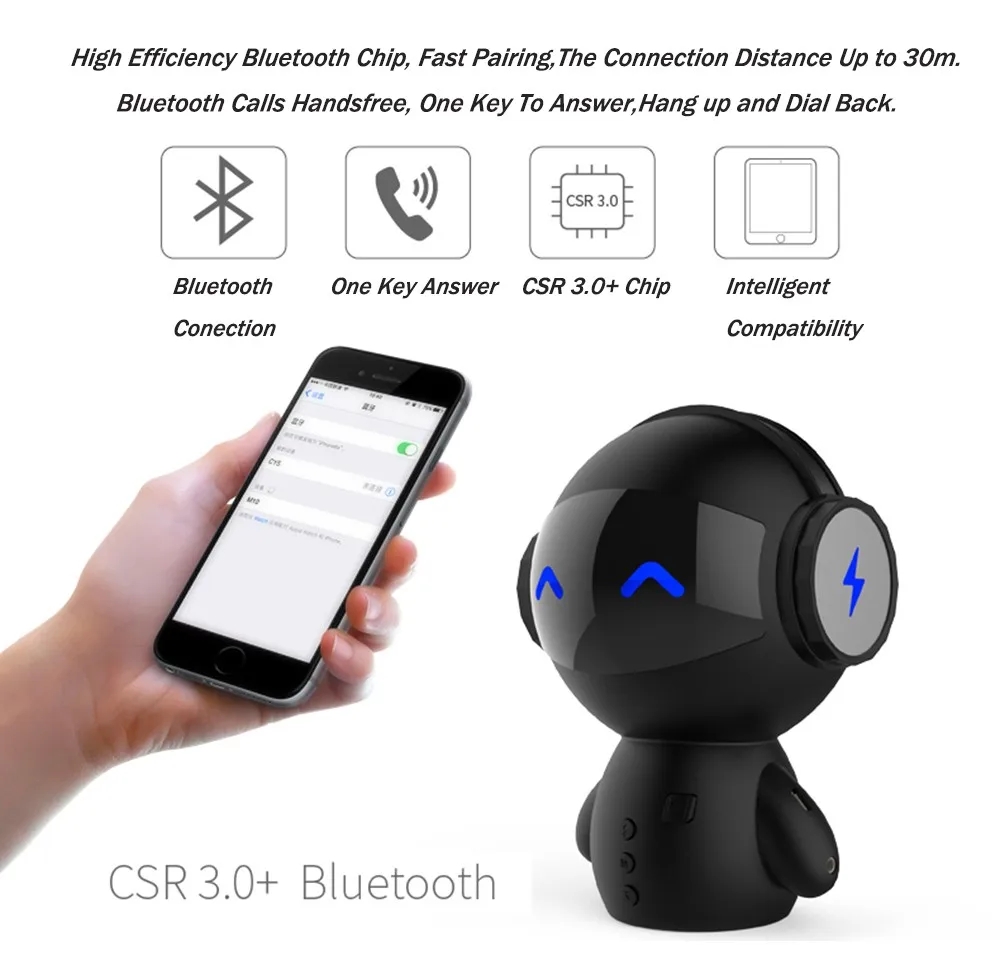 Интеллектуальная Мини робот bluetooth динамики Портативный милые автомобильный