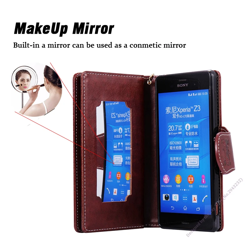 Nephy кожаный чехол для телефона Sony Xperia Z3 D6603 D6633 D6643 D6653 кошелек с держатель карт Mikeup