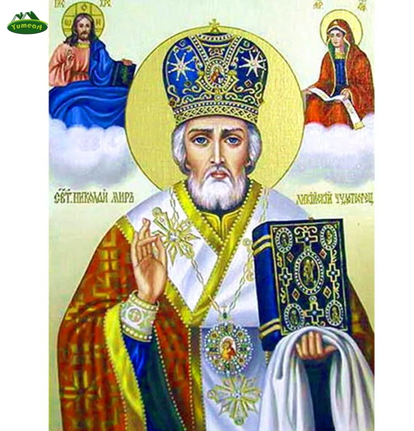 HOT SALE 5D Diy Diamond Painting Religion Icon of Saint Nicolaus Mosaic Handicraft Rhinestones Embroidery Cross Stitch | Дом и сад