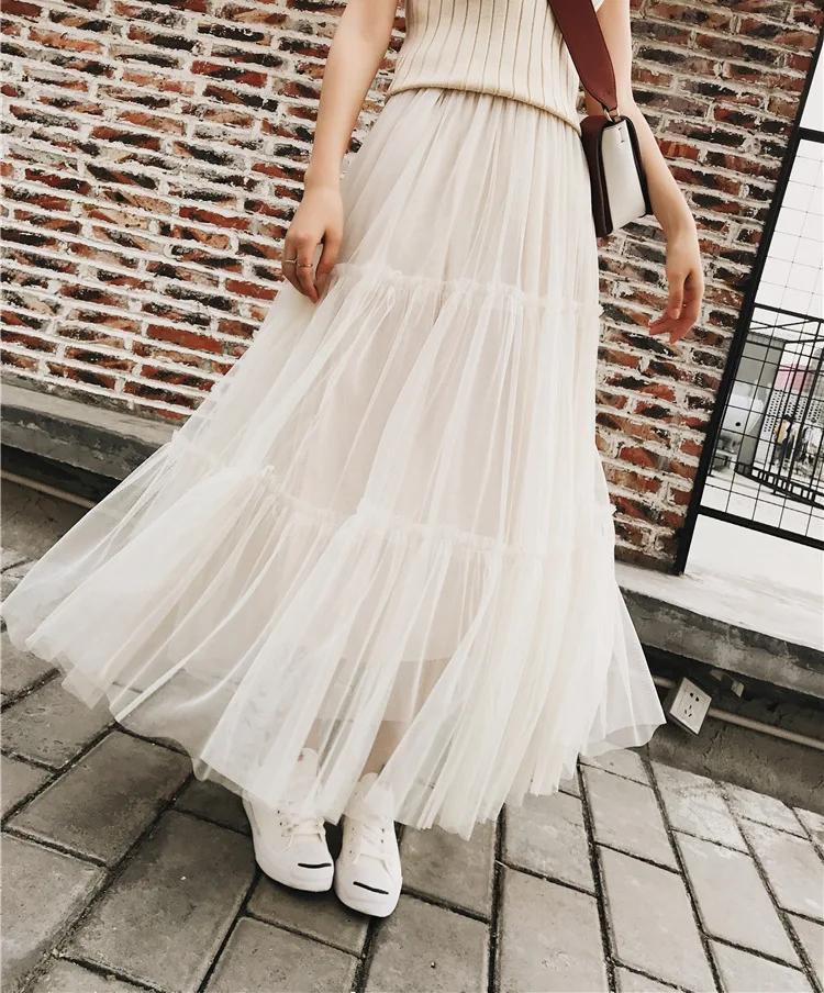 FOLOBE Princesa многослойные юбки с высокой талией для девочек Длинные фатиновые