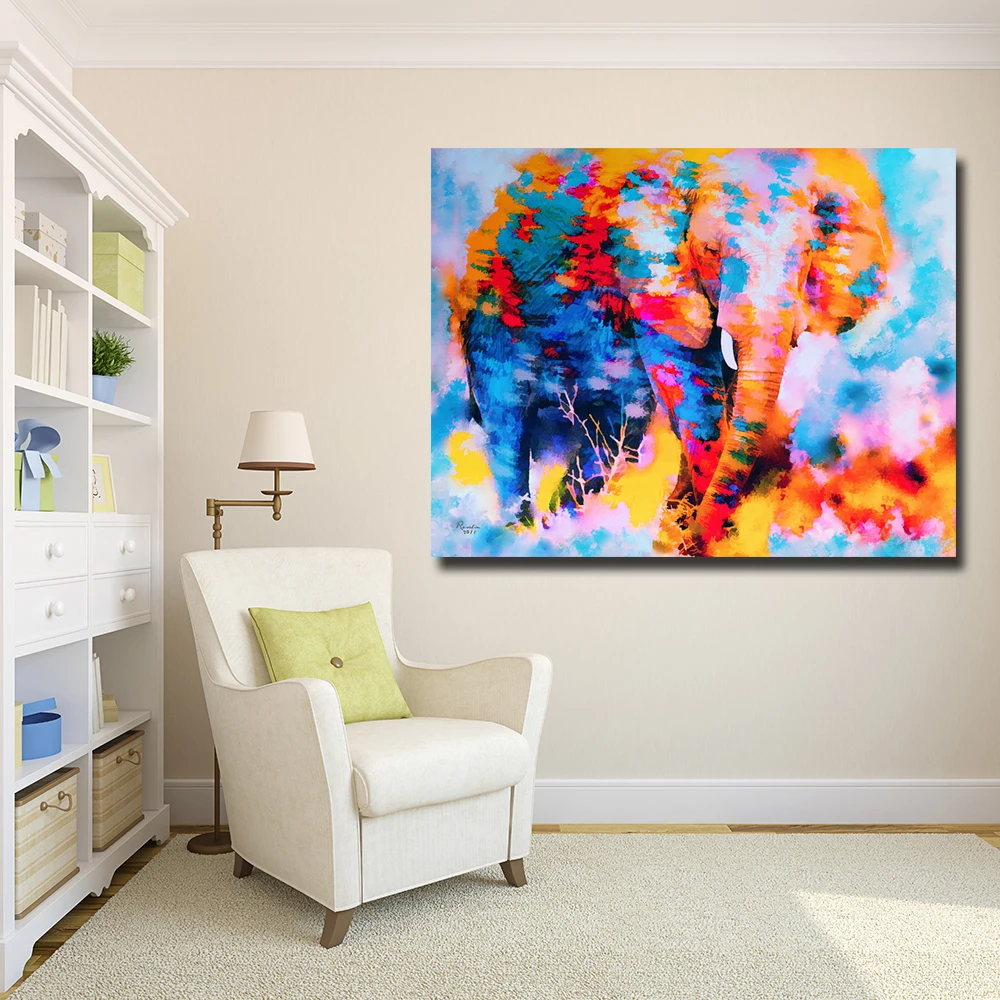 Акварель Слон впечатление картина животное книги по искусству для гостиная дома