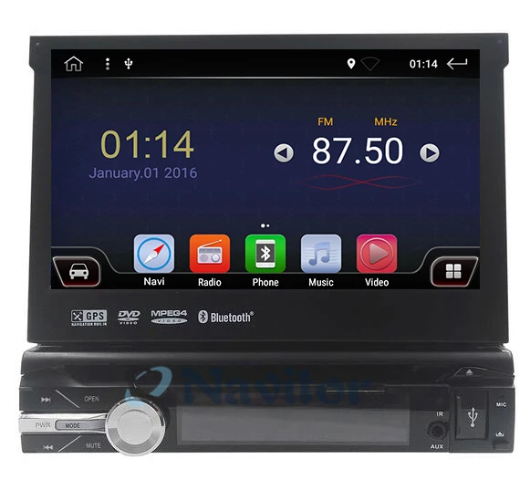 Универсальный автомобильный DVD плеер 1 din Android 6 0 четырехъядерный GPS Wifi BT Радио 2 Гб