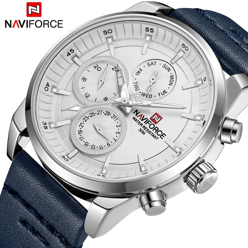 Часы наручные NAVIFORCE Мужские кварцевые с большим циферблатом люксовые брендовые