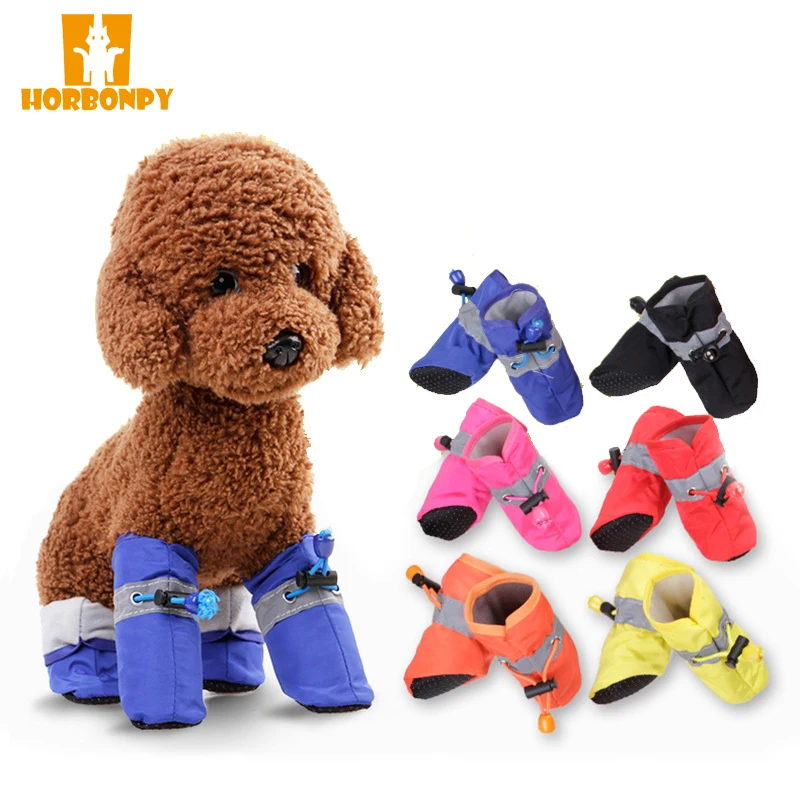 HORBONPY Pet Dog Shoes Autumn Winter Super Warm Dog's soft rain Boots Cotton Anti Slip for Small Product Waterproof | Дом и сад