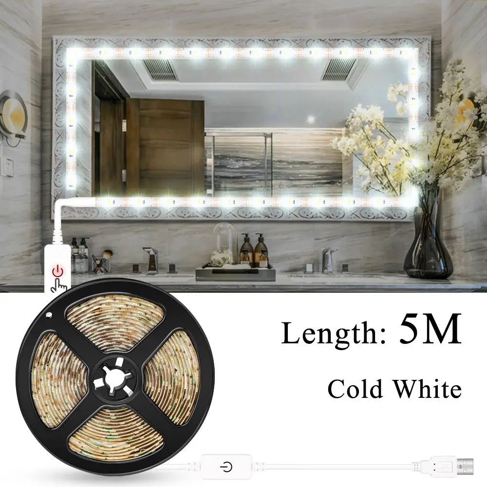 

300 LEDs Makeup Mirror Vanity Table Light USB 12V Dimmer Switch 5M Hollywood Dressing Table Mirror Lights Bathroom Waterproof