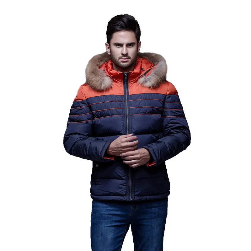 

winter down jacket men Europe and USA minus 40 degrees warm duck down jacket Really raccoon fur collar coat size 46-54 Q109