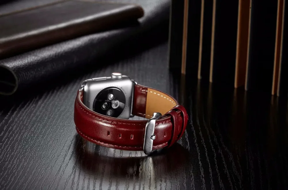 Высококачественный ремешок из натуральной кожи петлевой для iwatch для Apple Watch Band series 4 3 2 1 ремень 42 мм 38 мм 40 мм 44 мм серия 5