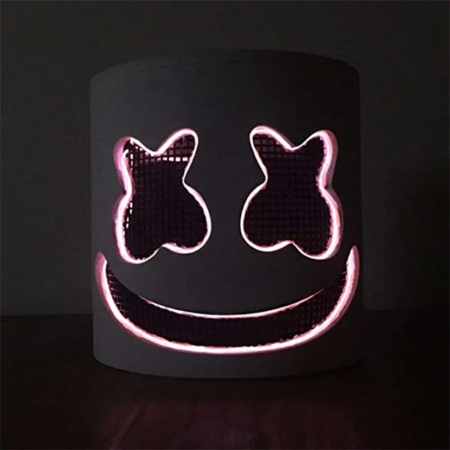Pink Led Мульти MarshMello маска диджея Tiesto светодиодный светильник шлем на всю голову Хэллоуин косплей пвх EVA Вечерние Маски - Цвет: Pink Led