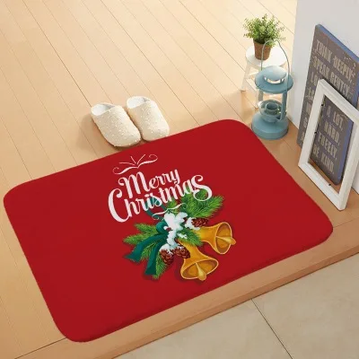 

Рождественские праздничные коралловые бархатные коврики, украшения для семейного бара, рождественские коврики для входа, Нескользящие Ков...