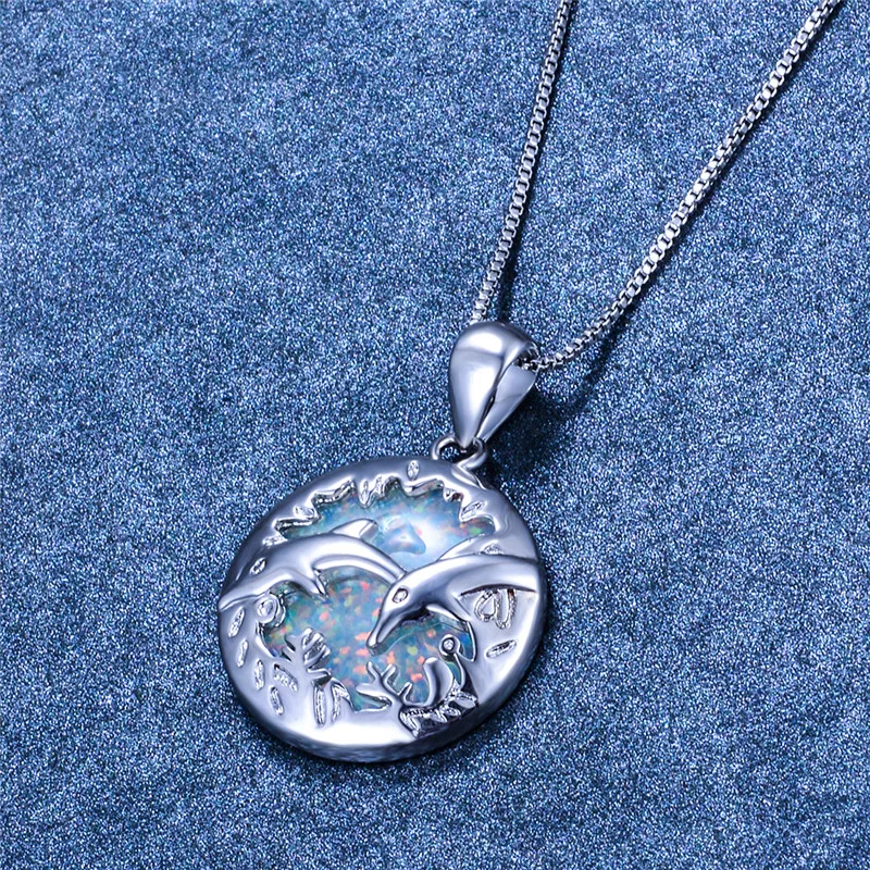 Роскошные женские подвески с большим дельфином милые ожерелья белого и синего