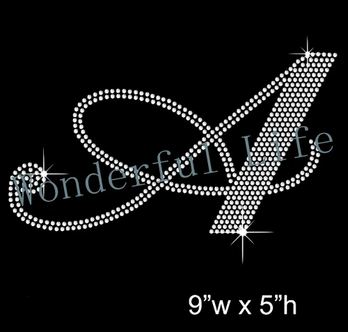 Free shipping hotfix heat Transfers Design Motif Iron on A letter white crystal made in China factory | Дом и сад