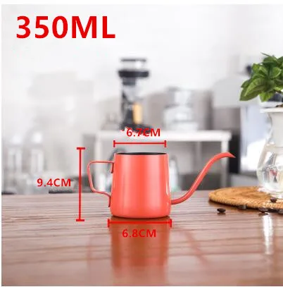 Длинный рот Moka чайник из нержавеющей стали Эспрессо кофе кувшин бариста Ремесло Кофе вспенивания молока кувшин напиток аксессуары - Цвет: F              350ML