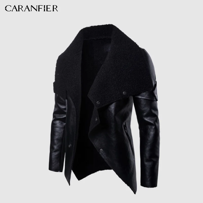 Мужские кожаные куртки CARANFIER осенняя мотоциклетная куртка бомбер повседневная