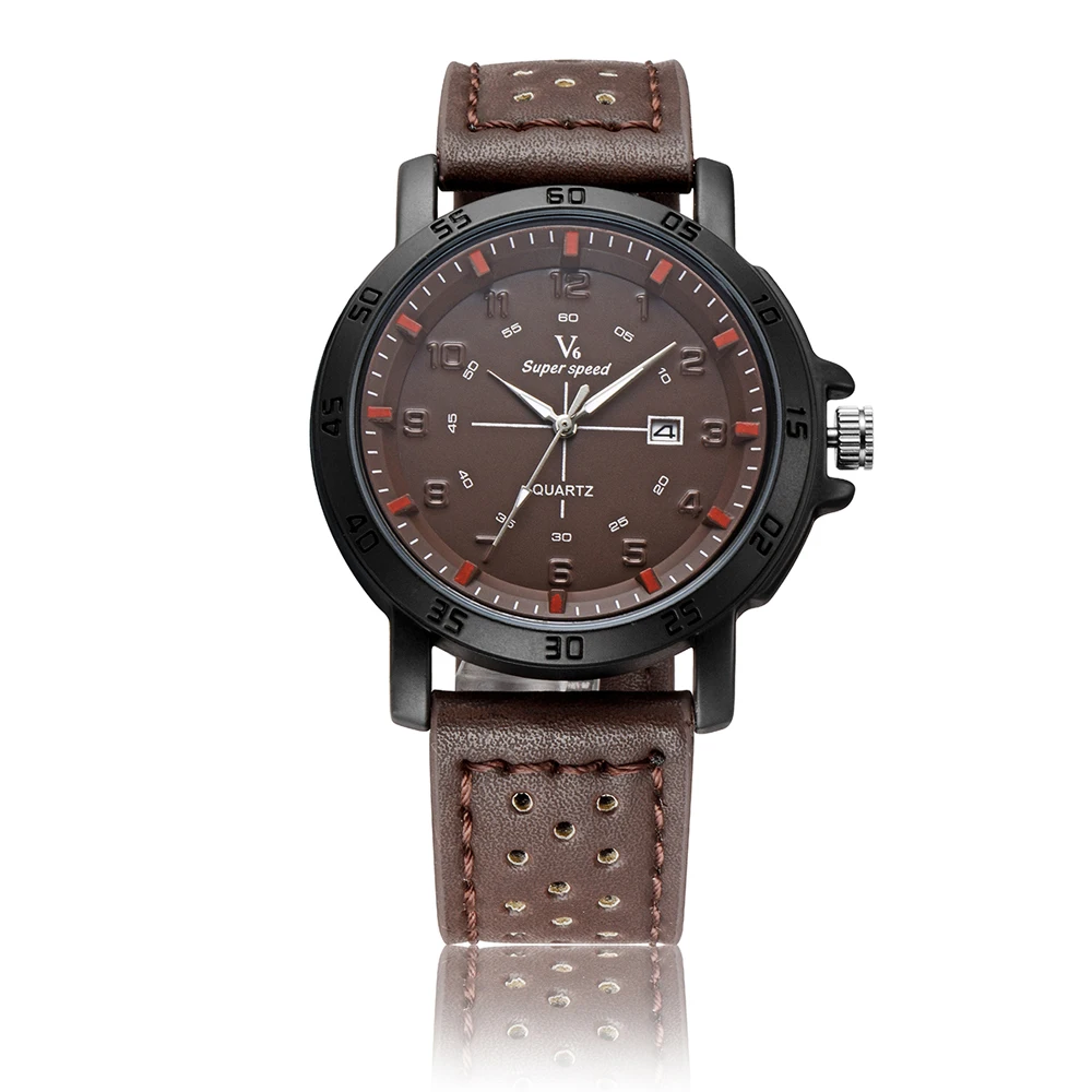 Новые Брендовые повседневные мужские часы V6 винтажные водонепроницаемые