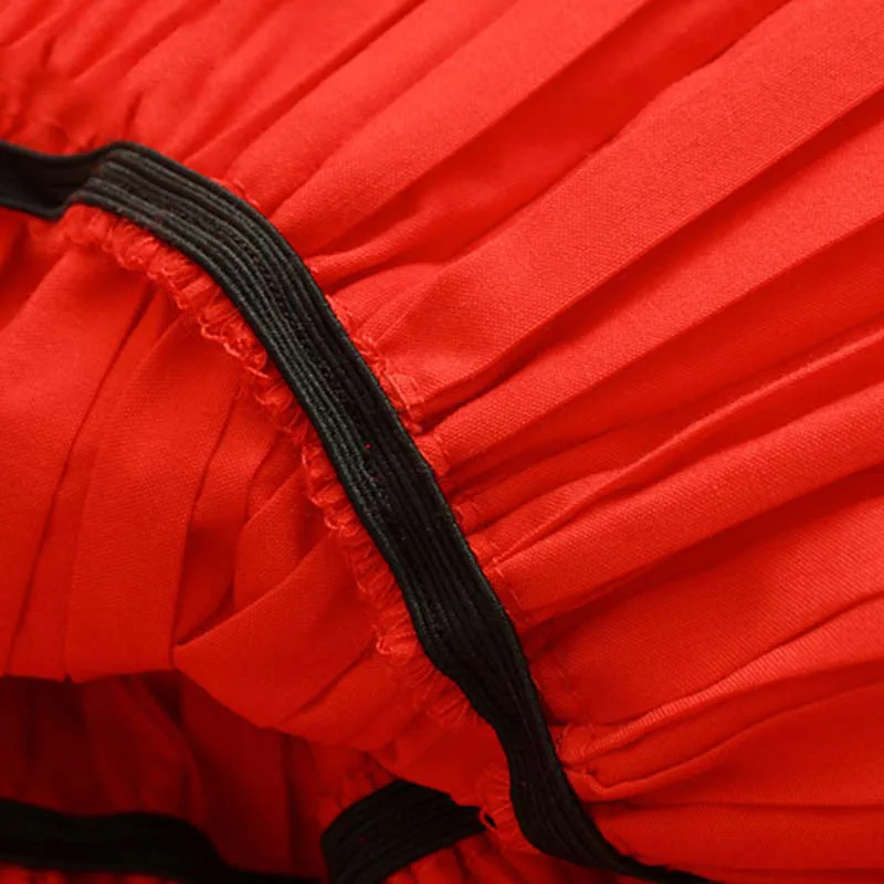 Женское мини платье в стиле бохо элегантное красное плиссированное