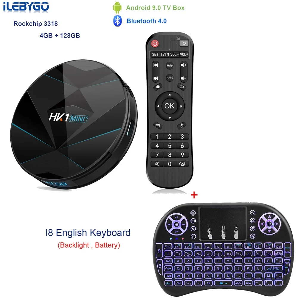 4GB 128GB I8 HK1 мини Plus Android 9,0 Смарт ТВ коробка 2,4G/5G Wi-Fi 4 K HD Декодер каналов кабельного телевидения Rockchip3318 Quad-Core 128 г 100 м 3,0 USB телевизионная приставка OTT - Цвет: 4GB 128GB I8
