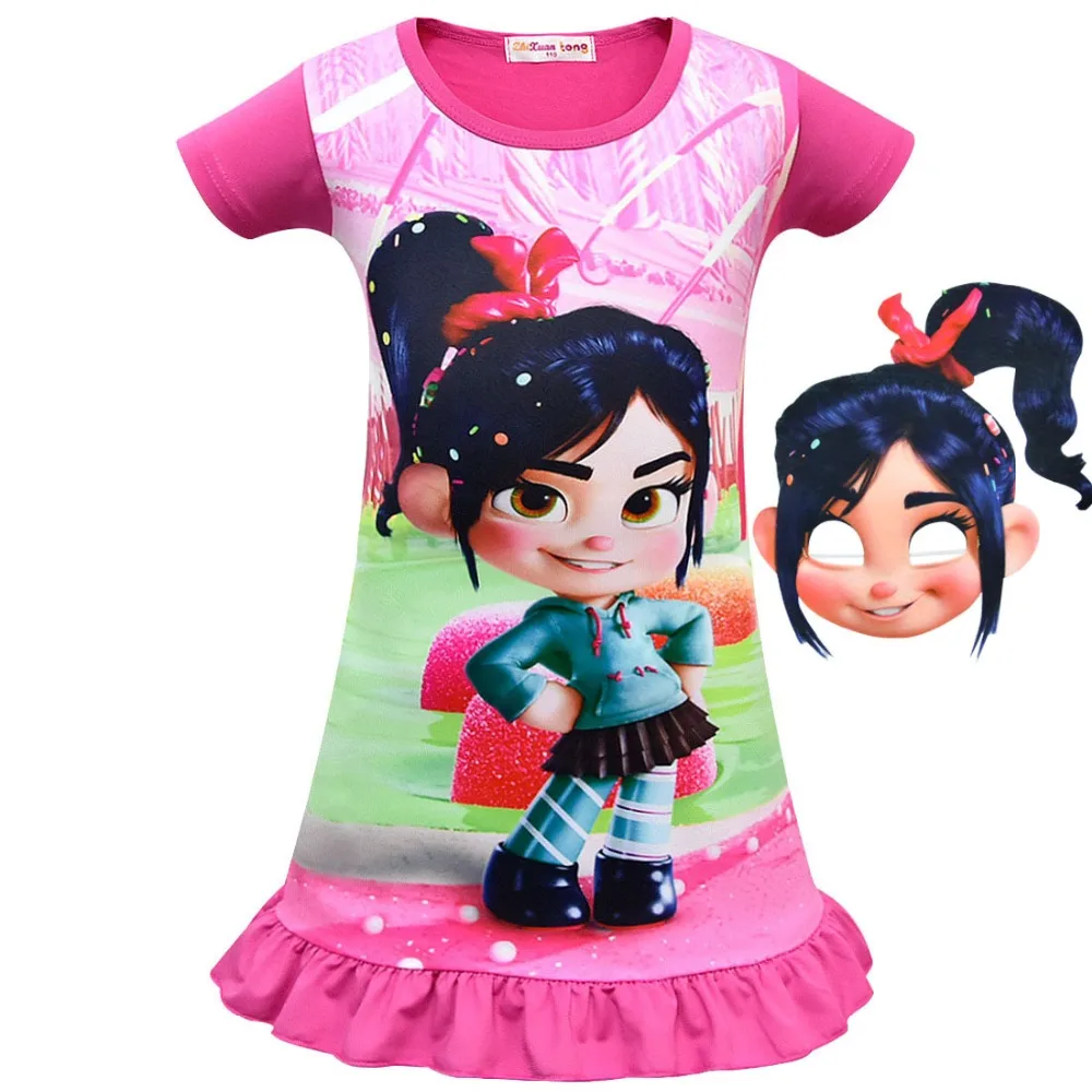 Wreck It Ральф 2 Vanellope von Schweetz костюмная Маска Косплей детское платье для девочек