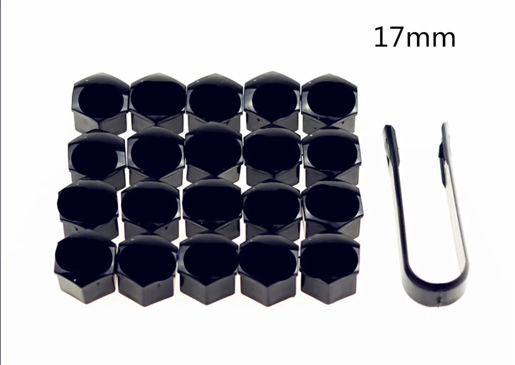 17mm-Black-20pcs 20 штук, гайка для автомобильных колес, винт, украшение корпуса 17 мм 19 мм 21 мм для KIA SOLARIS Verna IX25 IX35 IX45 Sonata 8 любых автомобилей - Название цвета: 17mm-Black-20pcs