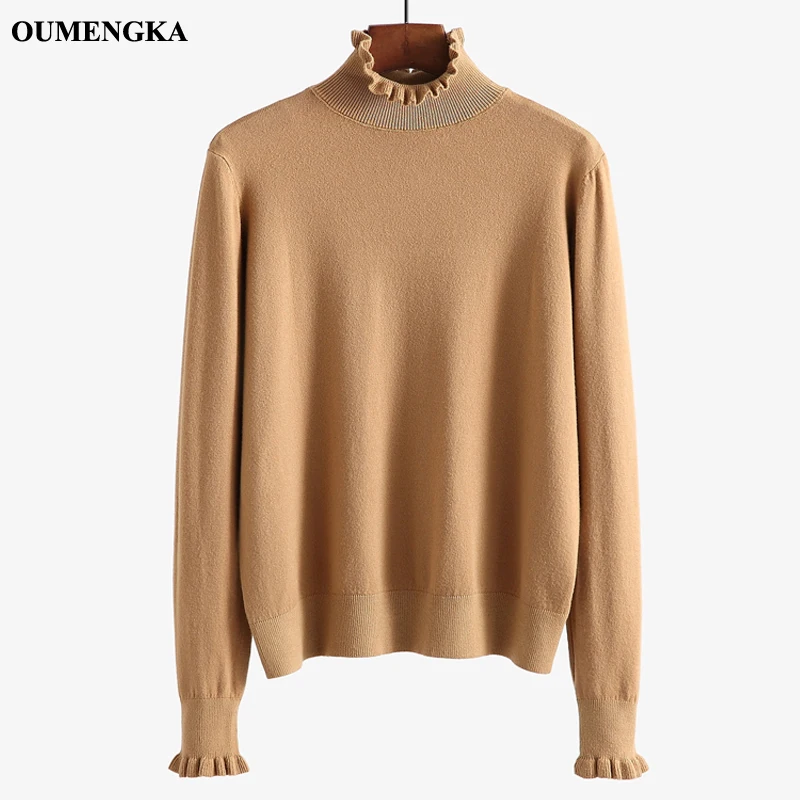 Turtleneck Ruched Women Sweater High Elastic Solid 2019 Fall Winter Fashion Loose Casual Knitted Pullovers Coffee | Женская одежда
