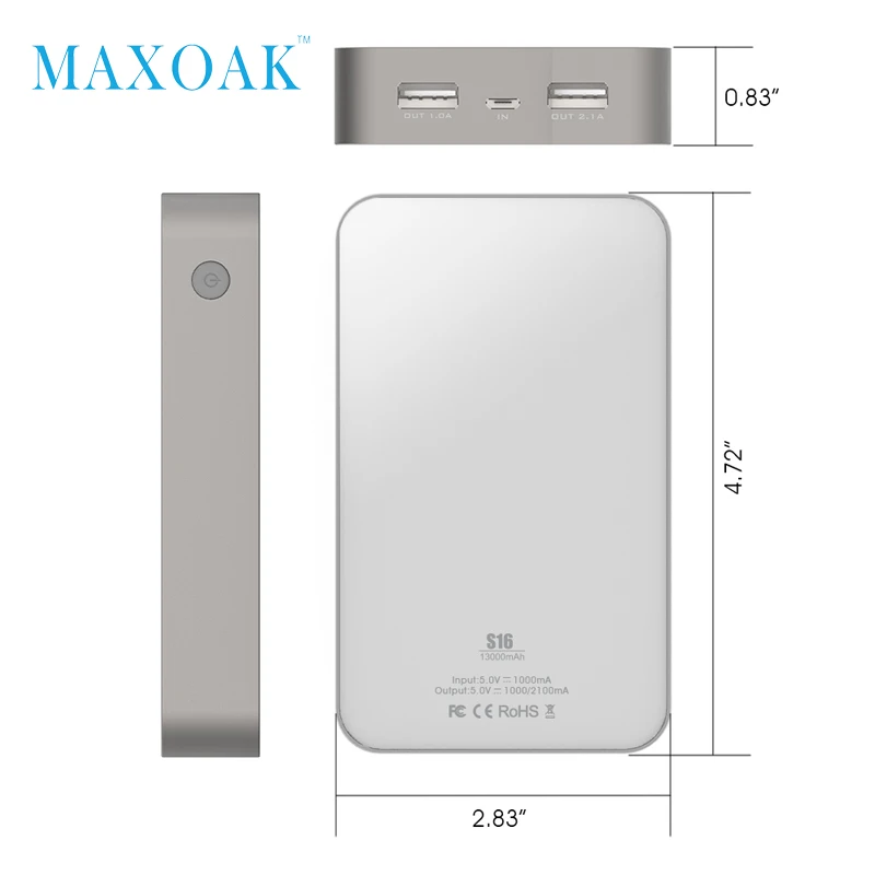 MAXOAK Dual USB power bank портативное зарядное устройство для мобильного телефона 13000mA power bank для мобильного телефона