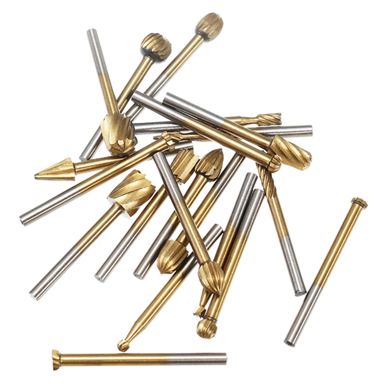 20 шт. с титановым покрытием роторные пилки HSS мини заусенцы фрезерные резные