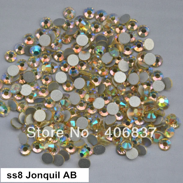 

Бесплатная доставка! 1440 шт./лот, ss8 (2,3-2,5 мм) Jonquil AB плоская задняя сторона для дизайна ногтей Клей На Стразы без горячей фиксации