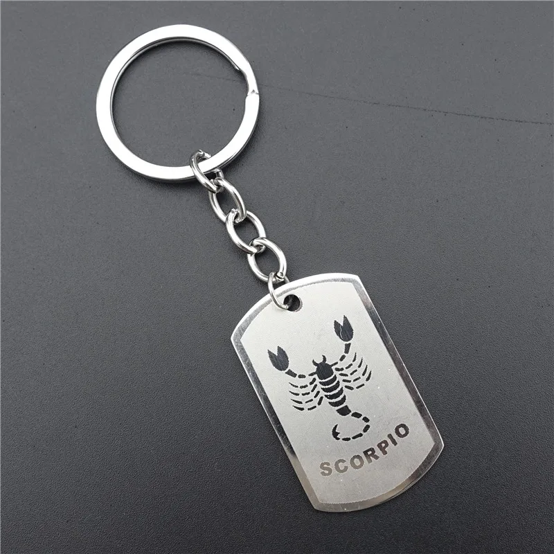 Zodiac 12 Horoscope Keyring Stainless Steel Constellations Keychains Zodiac Jewerly For Men Women
