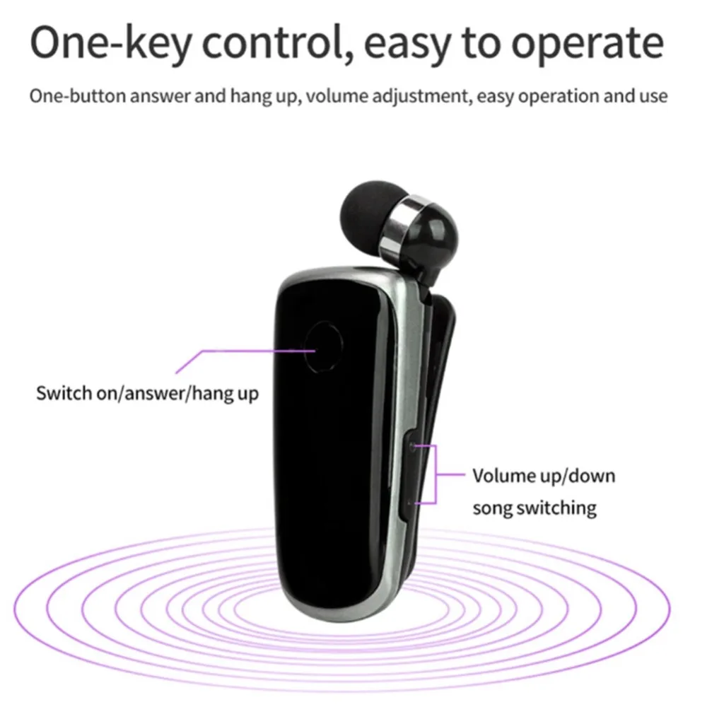 K39 мини портативные беспроводные наушники с Bluetooth 4,1, наушники-вкладыши, вибрирующие оповещения, наушники с зажимом для телефона