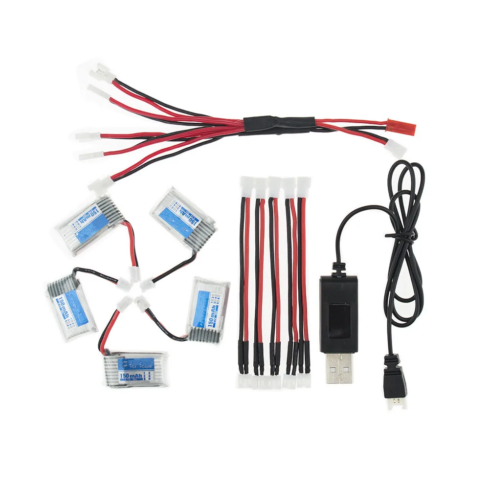 5 шт. 150 мач 3 7 в литий-полимерный аккумулятор и зарядное устройство с кабелем x5 для