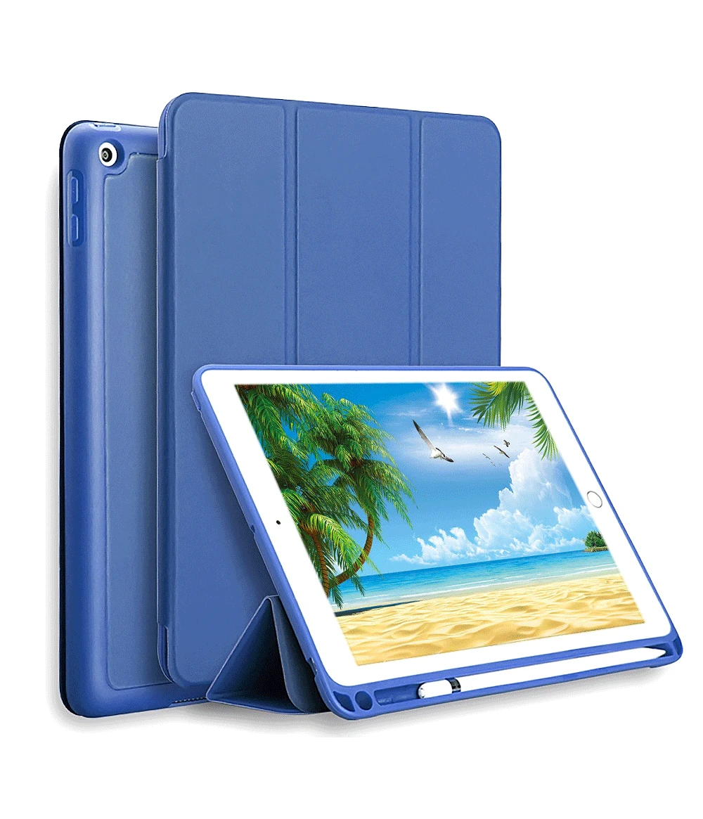 Deep Blue Чехол с карандашом для APPle iPad 9,7 дюймов( Новинка) A1893 A1954, ZVRUA из искусственной кожи, умный чехол с функцией автоматического сна - Цвет: Deep Blue