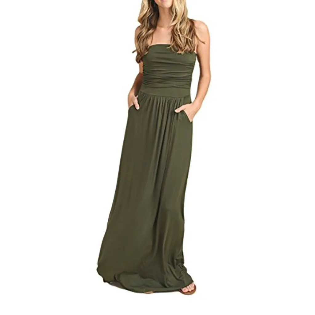 Женское кружевное платье макси без рукавов с круглым вырезом повседневное