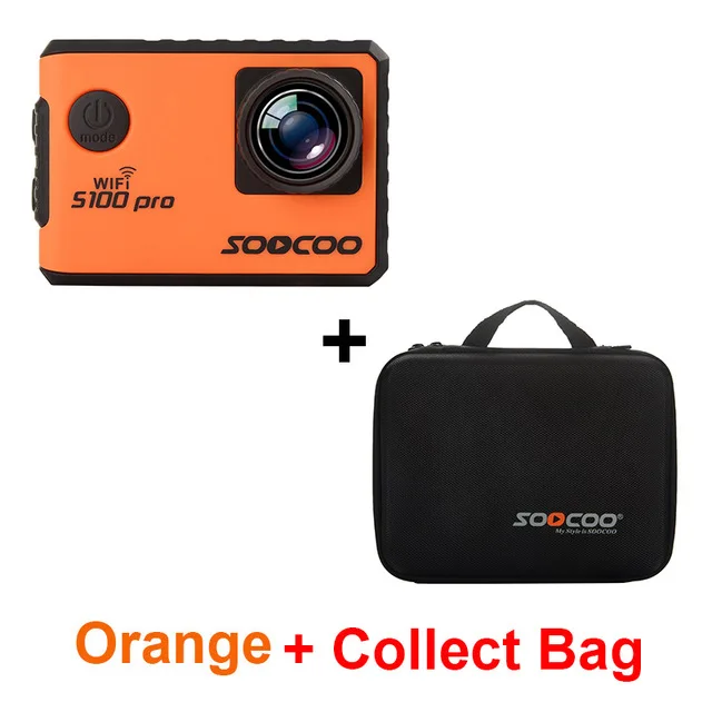 Orange add bag 4K WI-FI Спортивная Экшн-камера Камера SOOCOO S100 Pro HD Водонепроницаемый DV видеокамера 20MP 170 градусов Широкий формат 2 дюймов ЖК-дисплей 2,4 ГГц пульт дистанционного управления - Цвет: Orange add bag