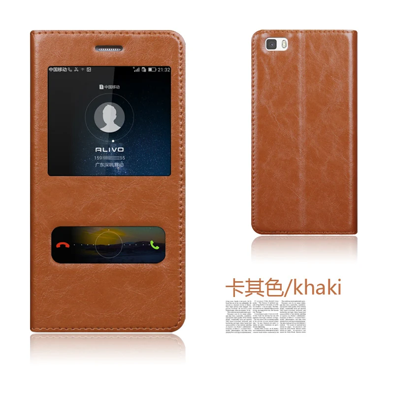 For HuaWei P8 Lite Original Aimak Genuine Leather Smart Window Flip Stand Cover Case Luxury Mobile Phone Bag |