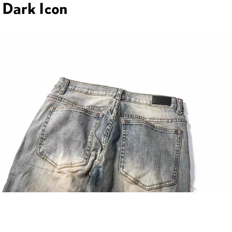 Мужские рваные джинсы DARK ICON потертые с боковой молнией 2019|men jeans|destroyed mens jeansjeans men |
