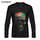 Новое поступление, футболка с изображением рок, классная футболка с изображением светящегося черепа, мужские музыкальные рубашки с длинным рукавом в повседневном стиле