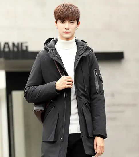 2018 Hot Men Winter Jacket Coat Men Fashion Thickening Cotton-padded Parkas Men's Long Down Jacket Coat Men Cloth