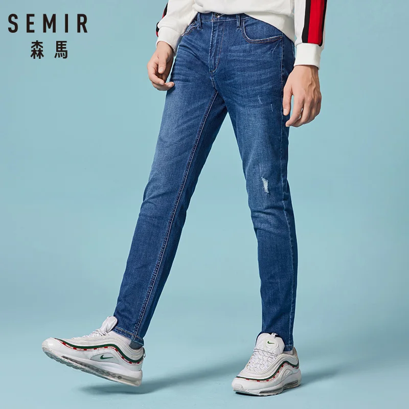 SEMIR Новинка осени 2019 стильные мужские повседневные джинсы высокое качество облегающие брюки упругие модные