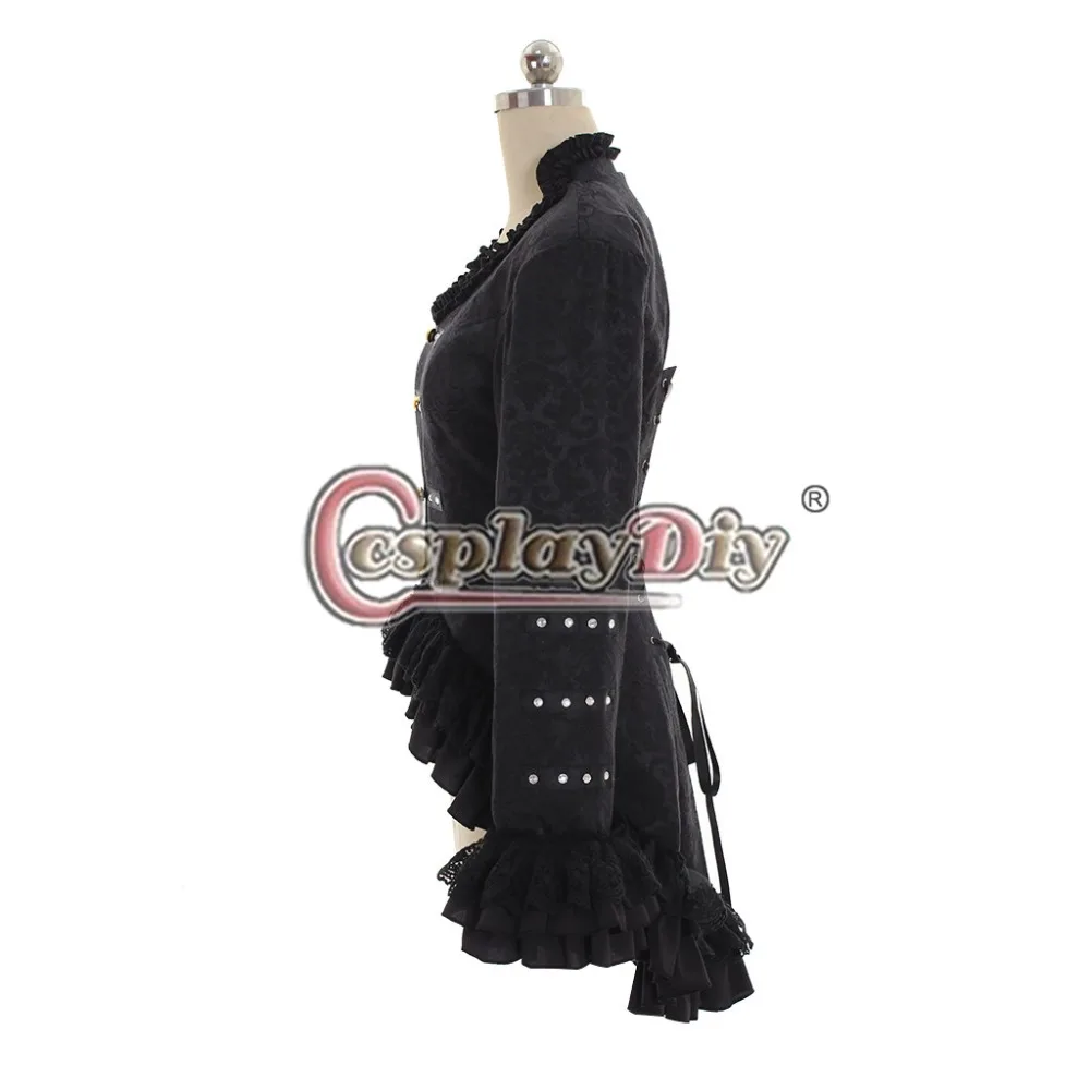 Cosplaydiy женская куртка с хвостом в стиле стимпанк пальто готический черный костюм