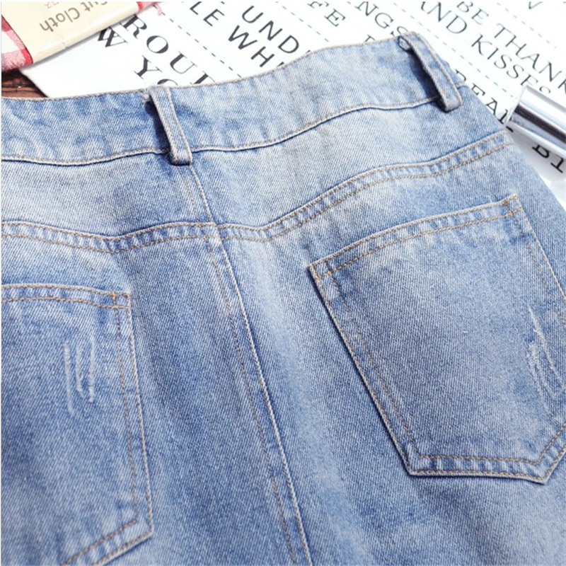 

Embroidered Casual Women Skirts Knee Length Irregular High Waist Denim Skirts New Fashion Long Jeans Skirts for Women