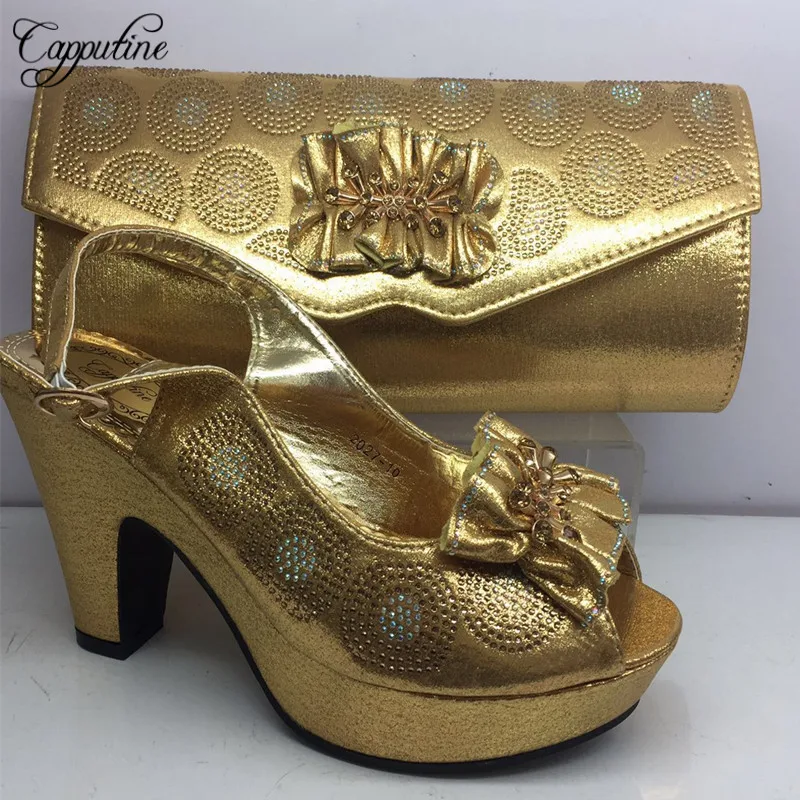 Capputine Nigeria/комплект летней женской обуви и сумочки в итальянском стиле; Вечерние туфли на высоком каблуке и сумочка; 5 Разноцветные в продаже BL275C