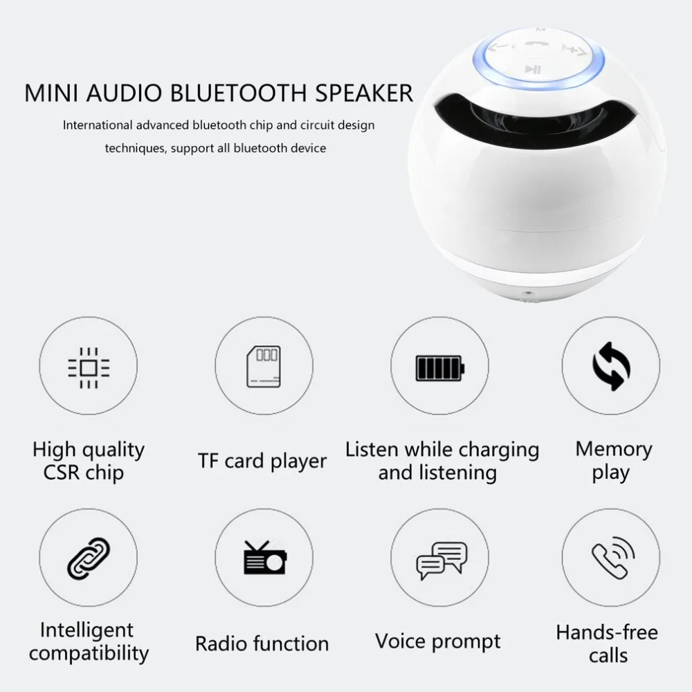 Новый стер Hi Fi Динамик модные Портативный мини аудио bluetooth круглый Форма двойной