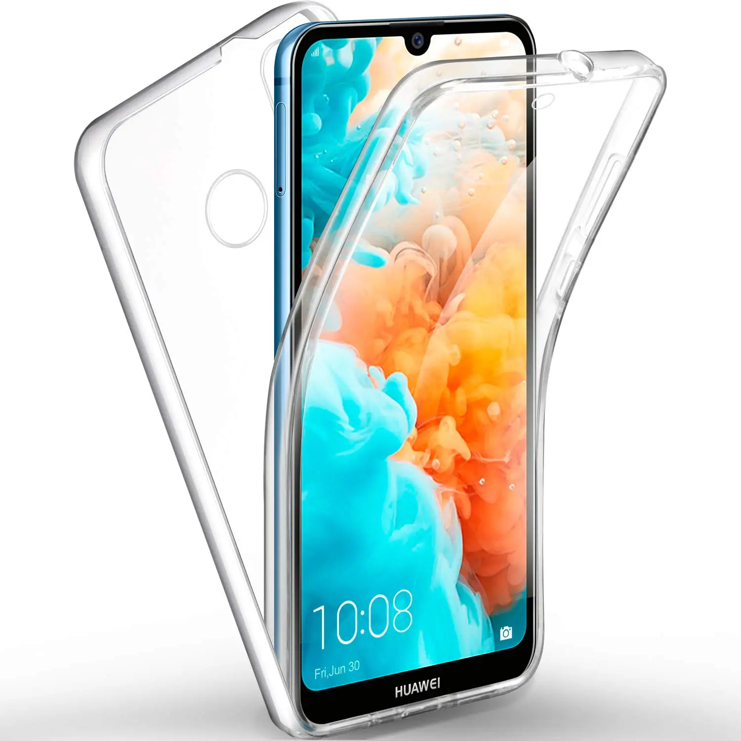 Для Huawei Y6 Prime 2019 чехол 360 градусов силиконовый 2 в 1 Жесткий ПК задняя часть + Мягкий