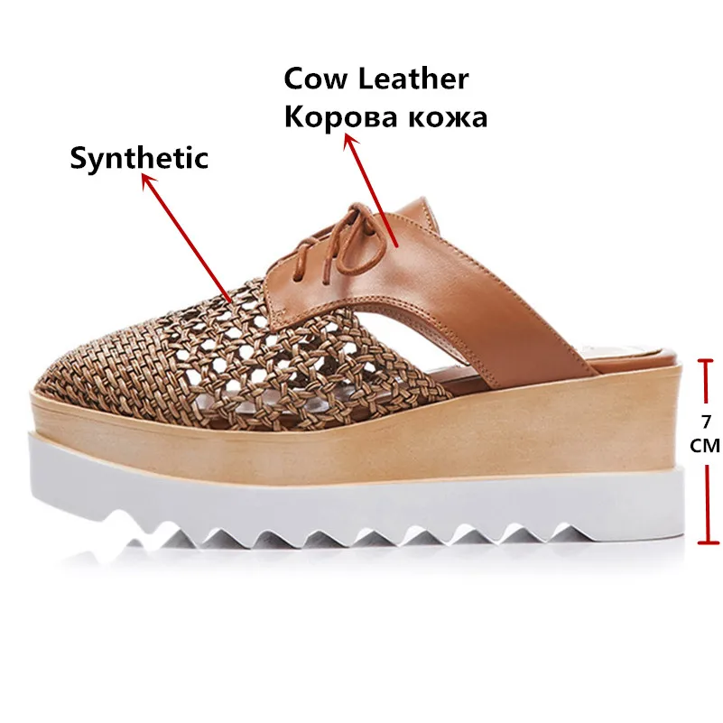 CONASCO Летние босоножки из натуральной кожи туфли на платформе высоком каблуке в