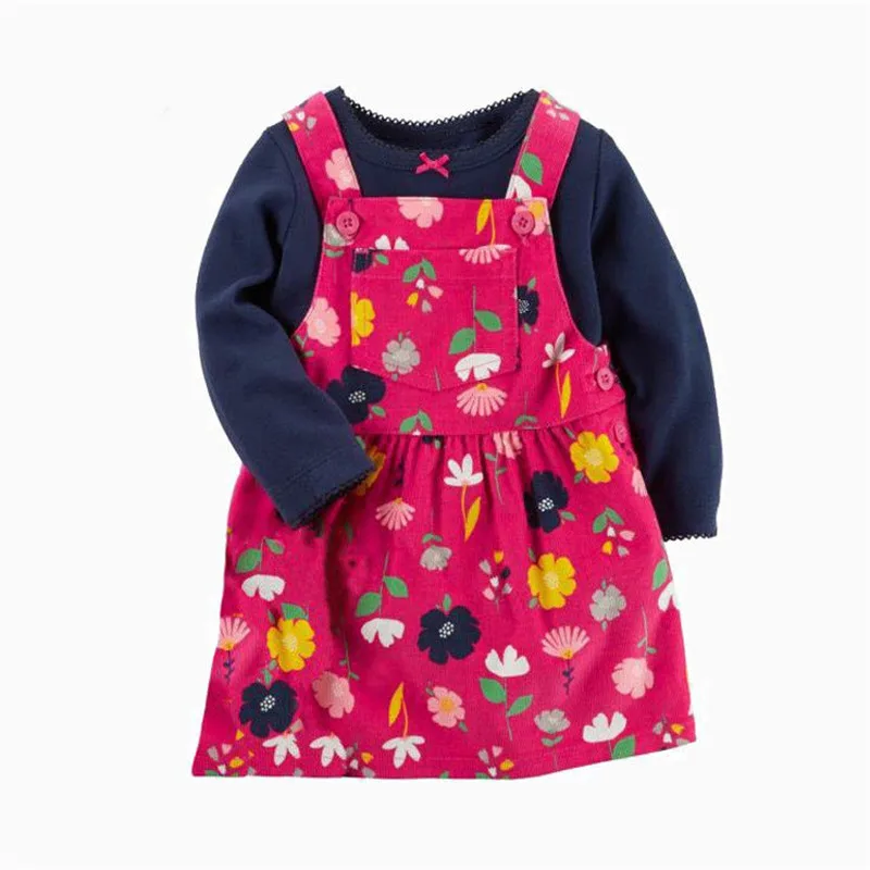 Flower 2 шт.; Платья с цветочным узором для девочек; весна г.; хлопковое платье принцессы для девочек; Детские платья с рисунком Совы; Vestidos; Детские платья с длинными рукавами - Цвет: Flower