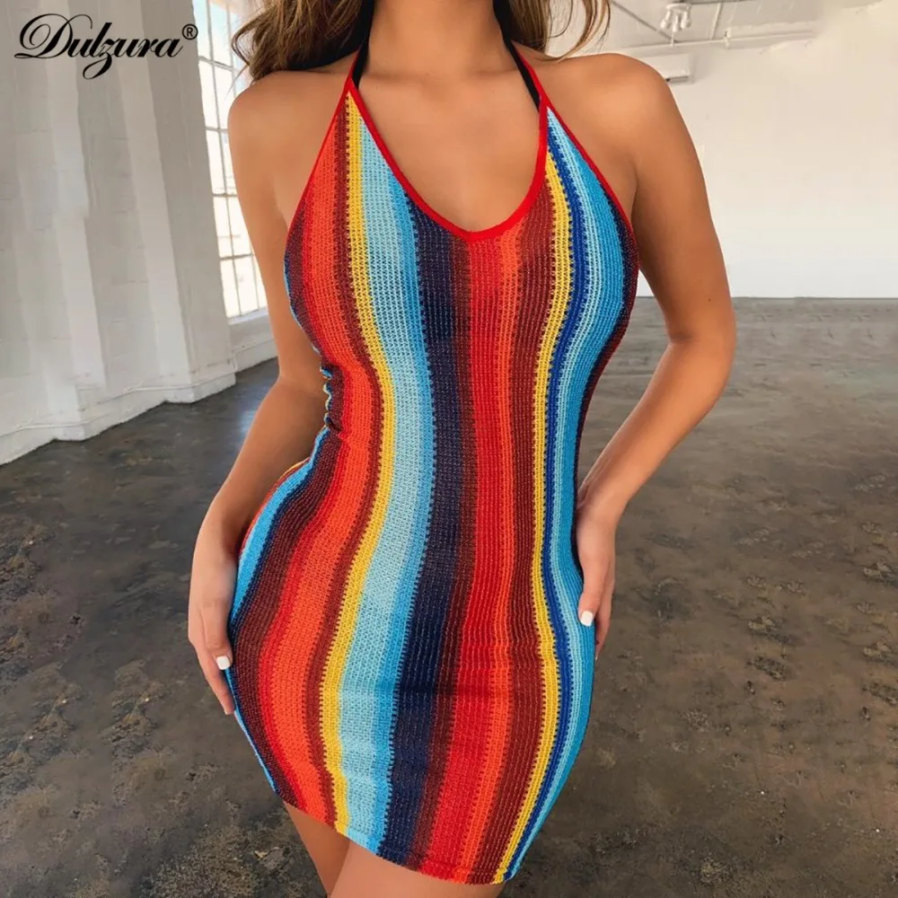 Dulzura летнее женское платье сексуальное с открытой спиной облегающее праздничное