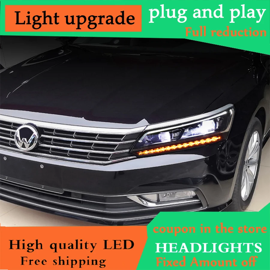 D YL Стайлинг автомобиля для VW Passat B7 фары 2011 2019 2015 2018 Америка CC светодиодные DRL Bi Xenon