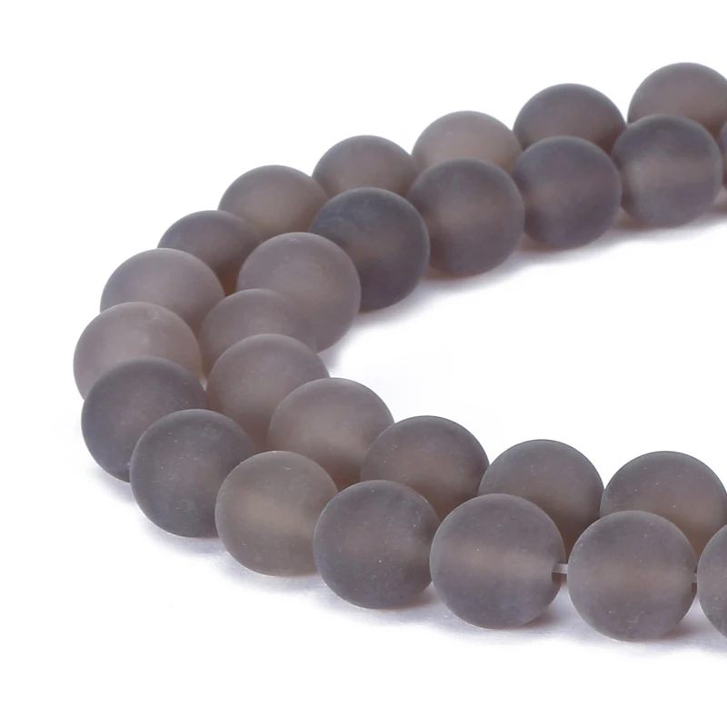 

4-12mm Natural Stone Beads Round Gorgeous Matte Grey Agata Loose Strand Beads For Diy Jewelry Making for Necklace Bracelet
