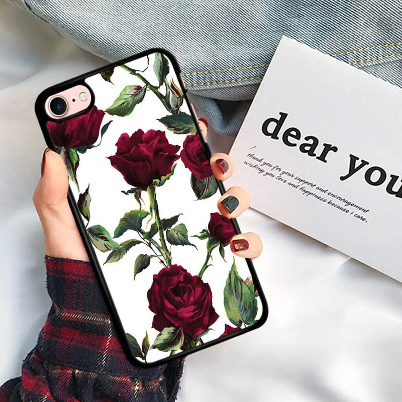 Fashion Flower Case For iPhone 7 8 Plus XS Max XR Women Rose Floral Phone X 6 6S 5 SE TPU Shell Cover | Мобильные телефоны и